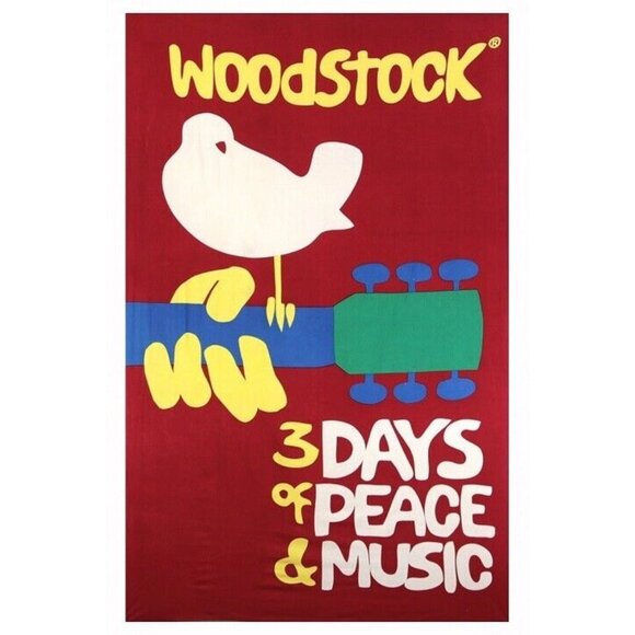 New Large Woodstock Music Fair Sign Peace Gift Tapestry Wall Decor Art 60x90 NIP - Picture 1 of 2
